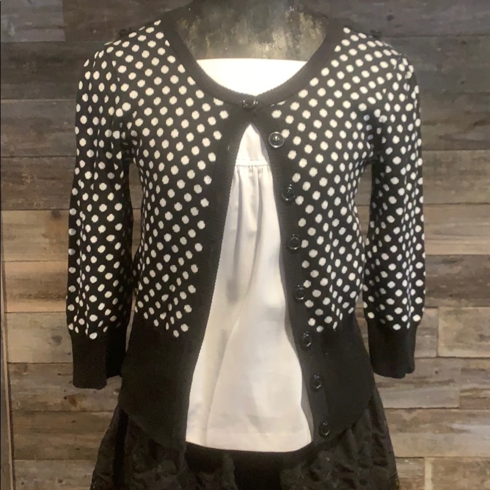 Speak 2 Me Sweater Black and White Polka Dot Sz L
